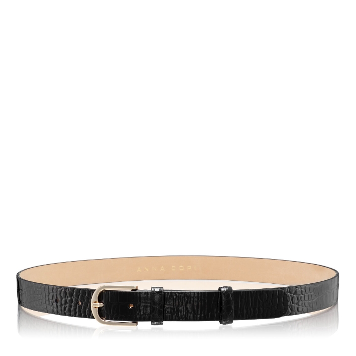 Imagine Curea dama din piele naturala 59 CROCO NEGRU