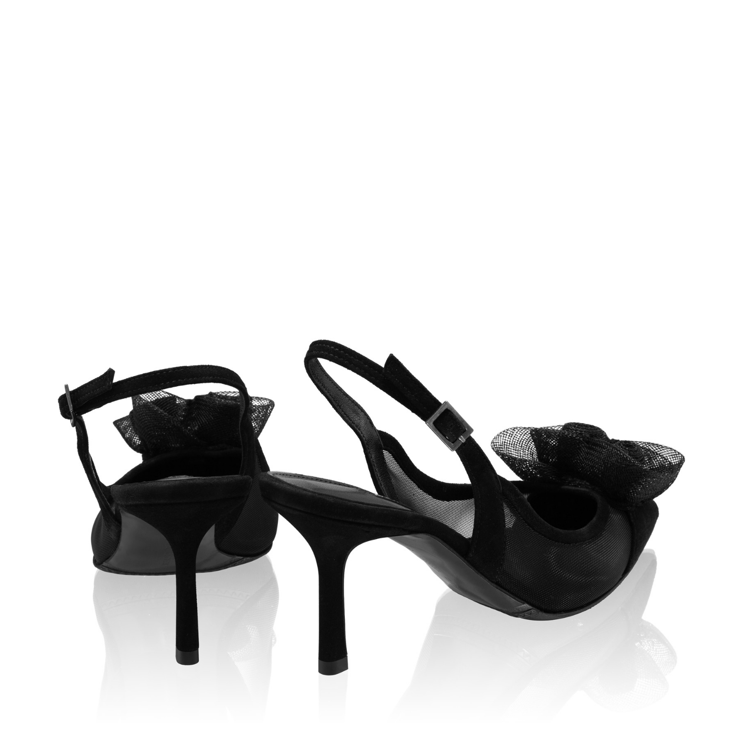 Imagine Pantofi Eleganti Dama 8086 Camoscio+Rete Negru
