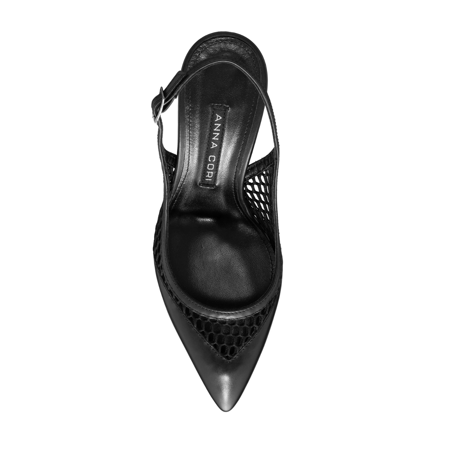 Imagine Pantofi Eleganti Decupati Dama 8095 Vitello+Rete Negru