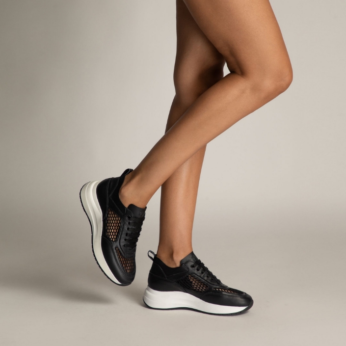 Pantofi Sport Dama 8132 Vitello+Rete Negru