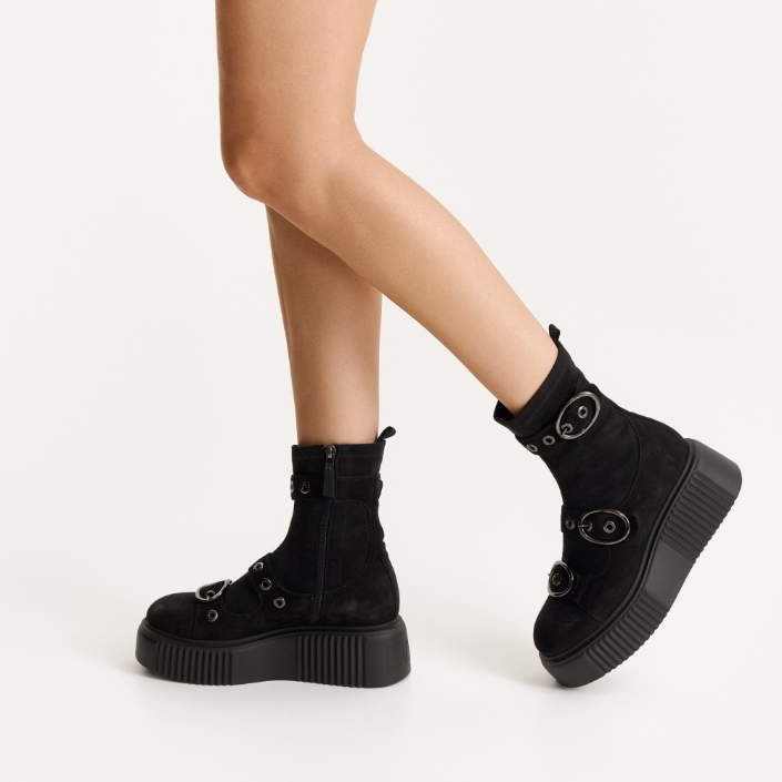 Ghete Dama 8168 Camoscio+Stretch Negru