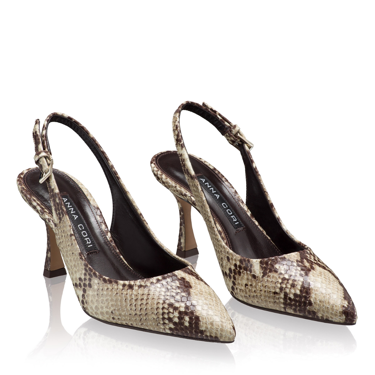 Imagine Pantofi Eleganti Dama 5728 Pytone Panna/Maro