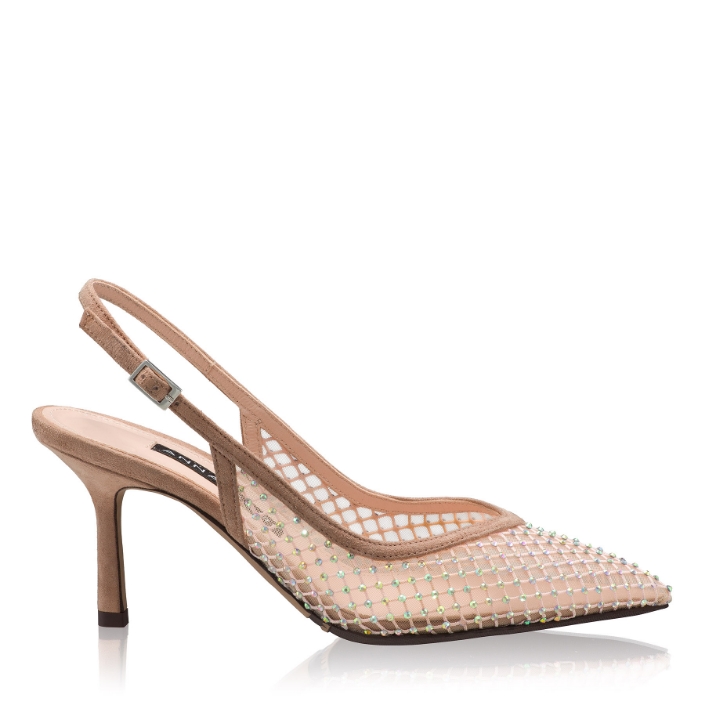Imagine Pantofi Decupati Dama 8450 Camoscio+Rete Nude