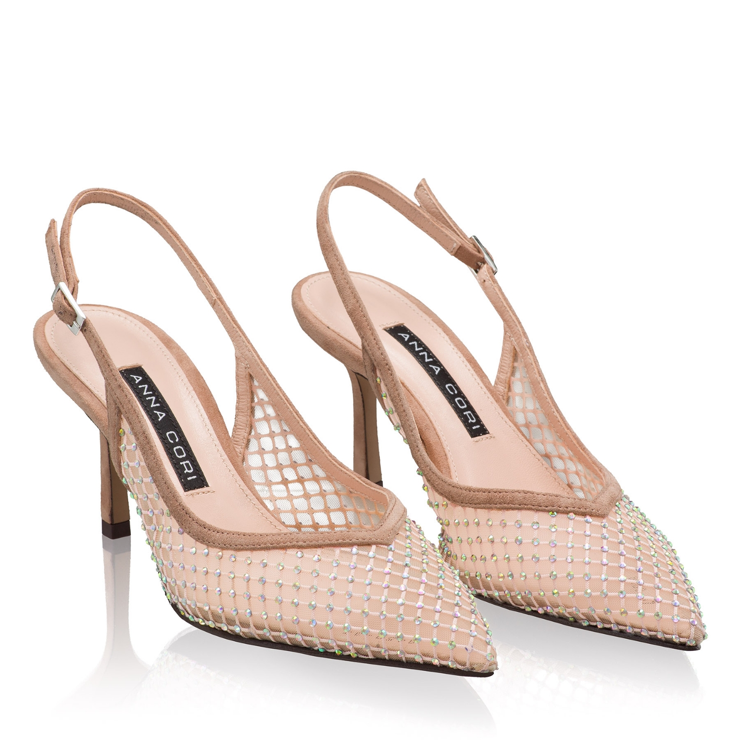 Imagine Pantofi Decupati Dama 8450 Camoscio+Rete Nude