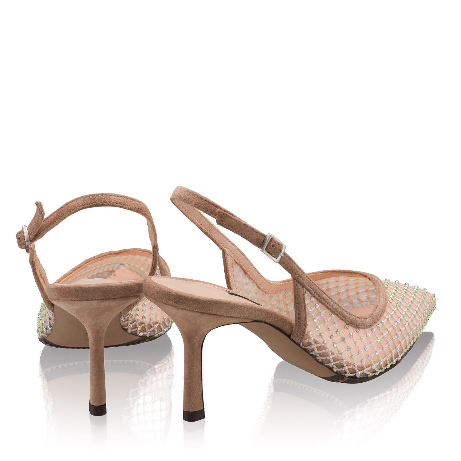 Imagine Pantofi Decupati Dama 8450 Camoscio+Rete Nude
