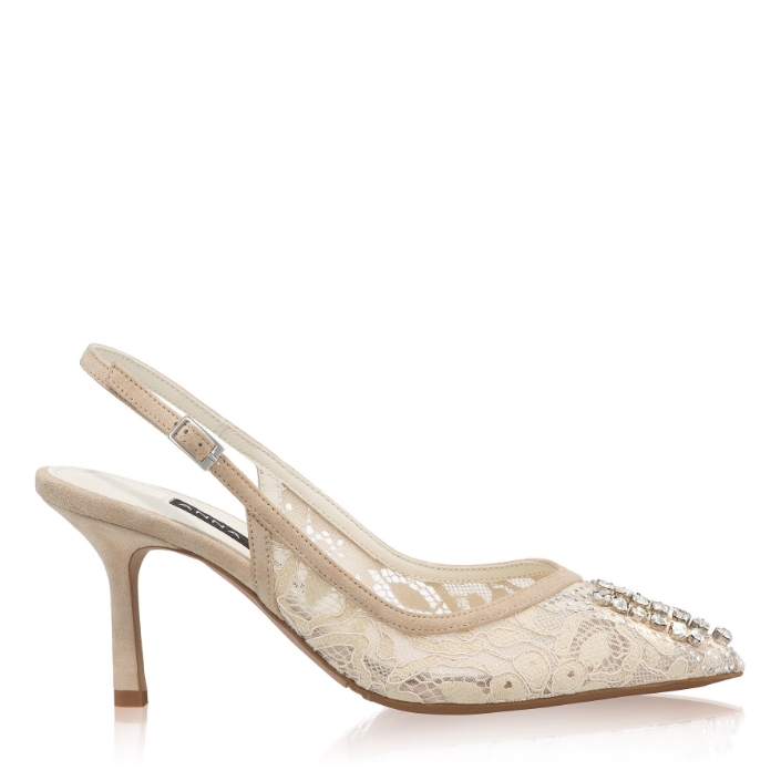 pantofi mireasa toc 75 mm, piele naturala întoarsă Anna Cori